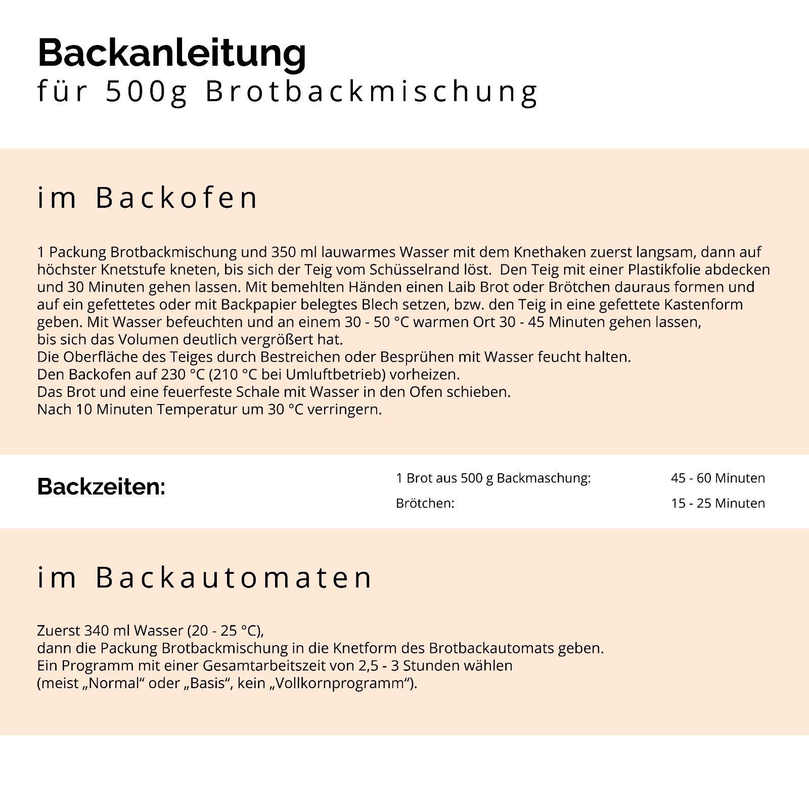 Bielmeier Backmischung Brotbackmischung Dinkelbrot 5 Stück á 500 g 2,5 KG, 1 x 2500 g, (5 x Dinkelbrot á 500g), (SET314015-5) – Bild 4 von 5
