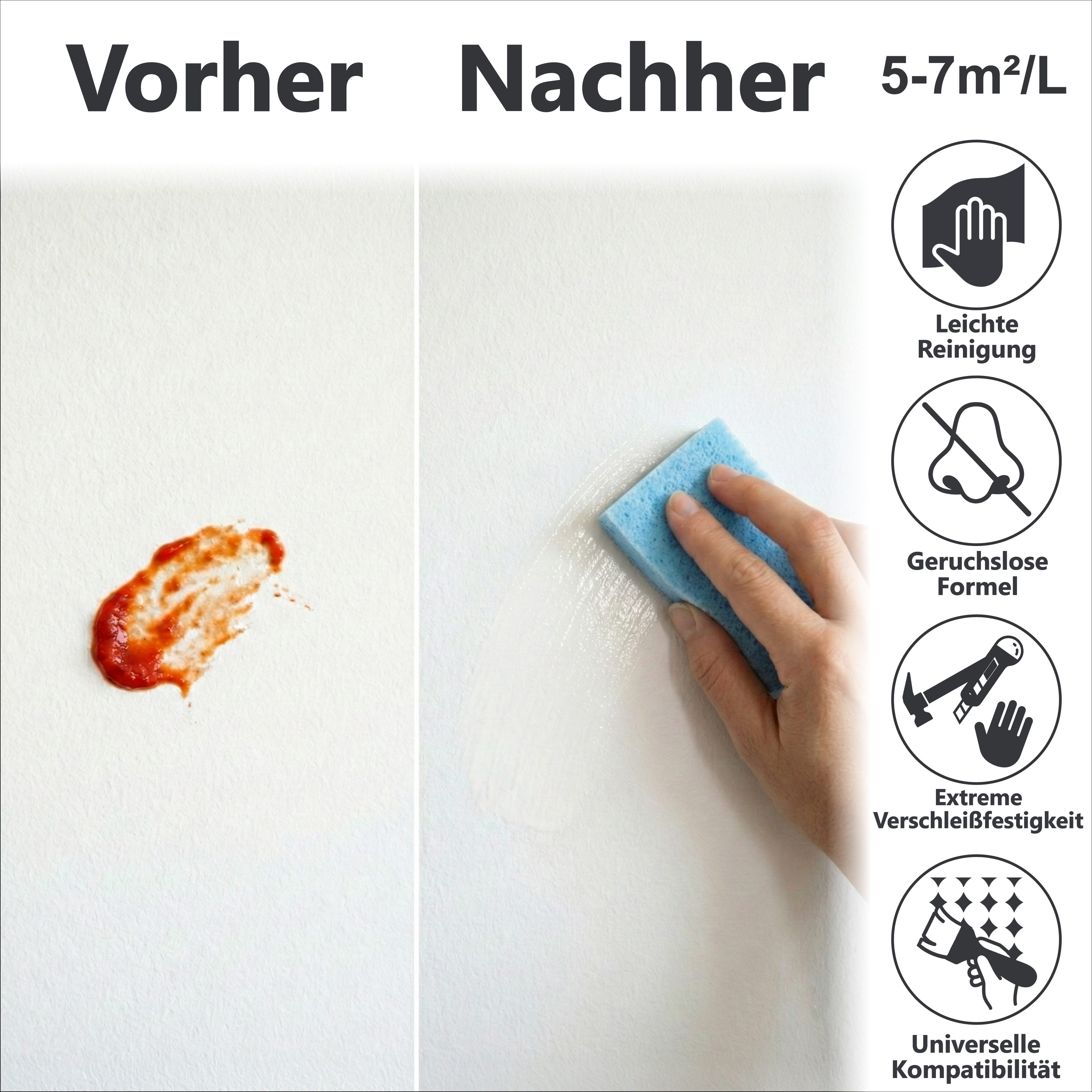 WO-WE Latexfarbe Wandfarbe Abwaschbare Innenweiß Küchenwandfarbe W556, 1-20L, Weiß Seidenmatt