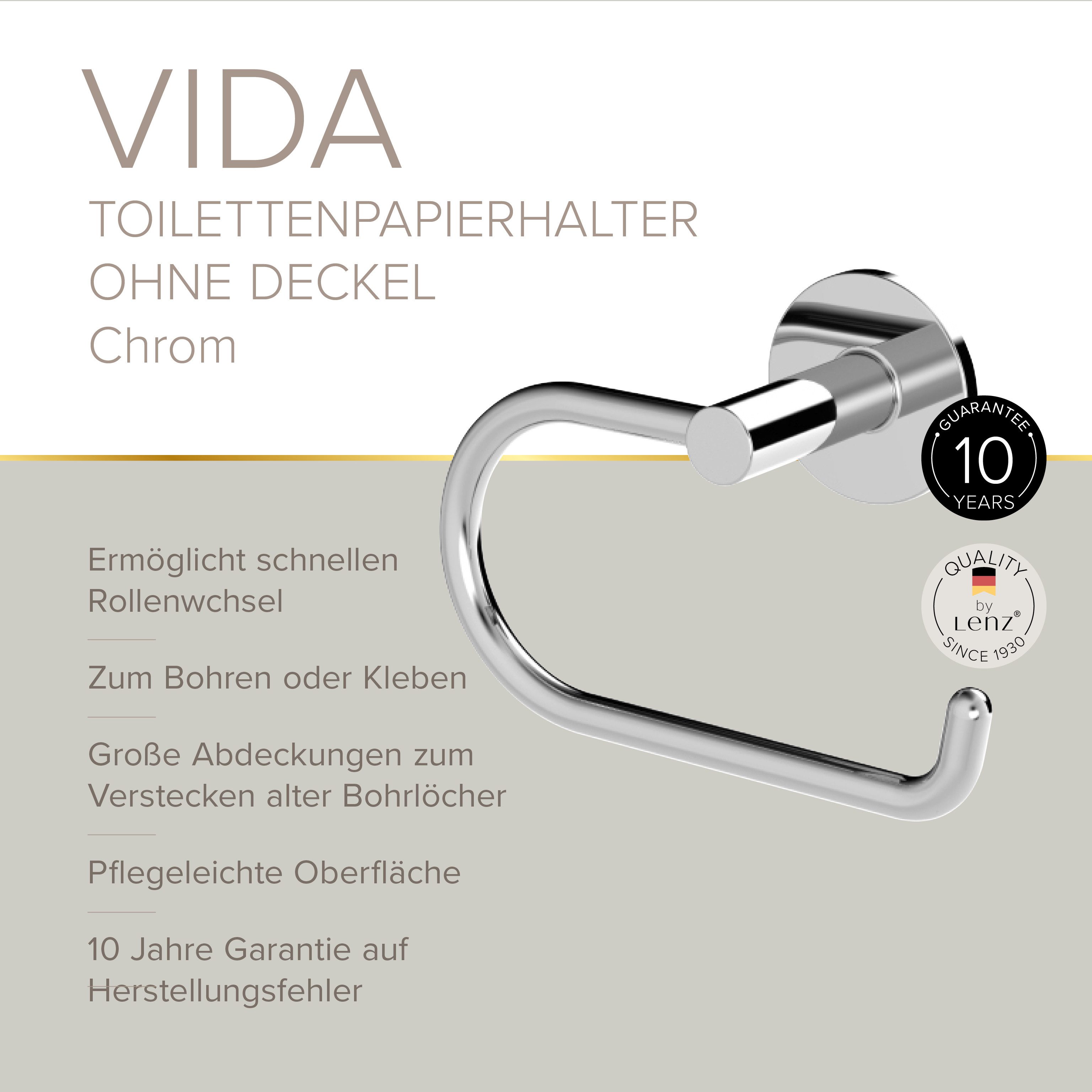 Lenz Toilettenpapierhalter HYGGE, VIDA ohne Deckel, kleben oder bohren