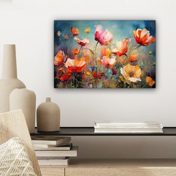 OneMillionCanvasses® Leinwandbild Blumen - Aquarell - Kunst - Botanisch - Natur, (1 St), Leinwand Bilder Klein, Wand Dekoration 30x20 cm
