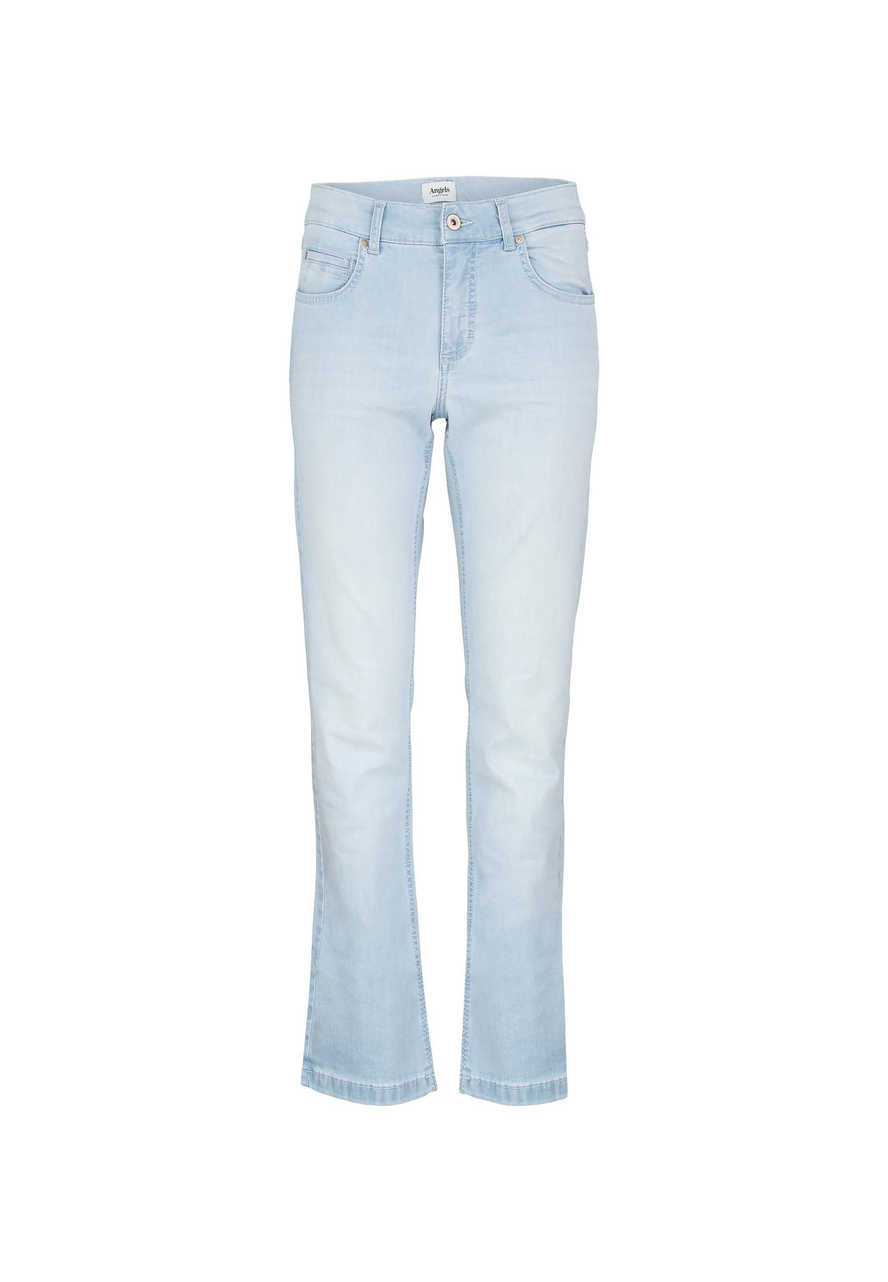 Label-Applikationen Straight-Jeans Jeans Cici ANGELS mit Cotton Organic hellblau mit
