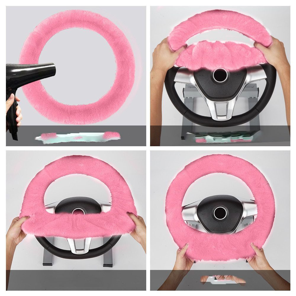 GarveeMore Steering Wheel Cover 6-Piece Set Soft Handbrake Gear Shift Cover