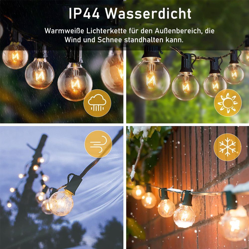 IP44 Wasserdicht LED-Lichterkette zggzerg Lichterkette Außen, LED Plastik-Glühbirnen G40