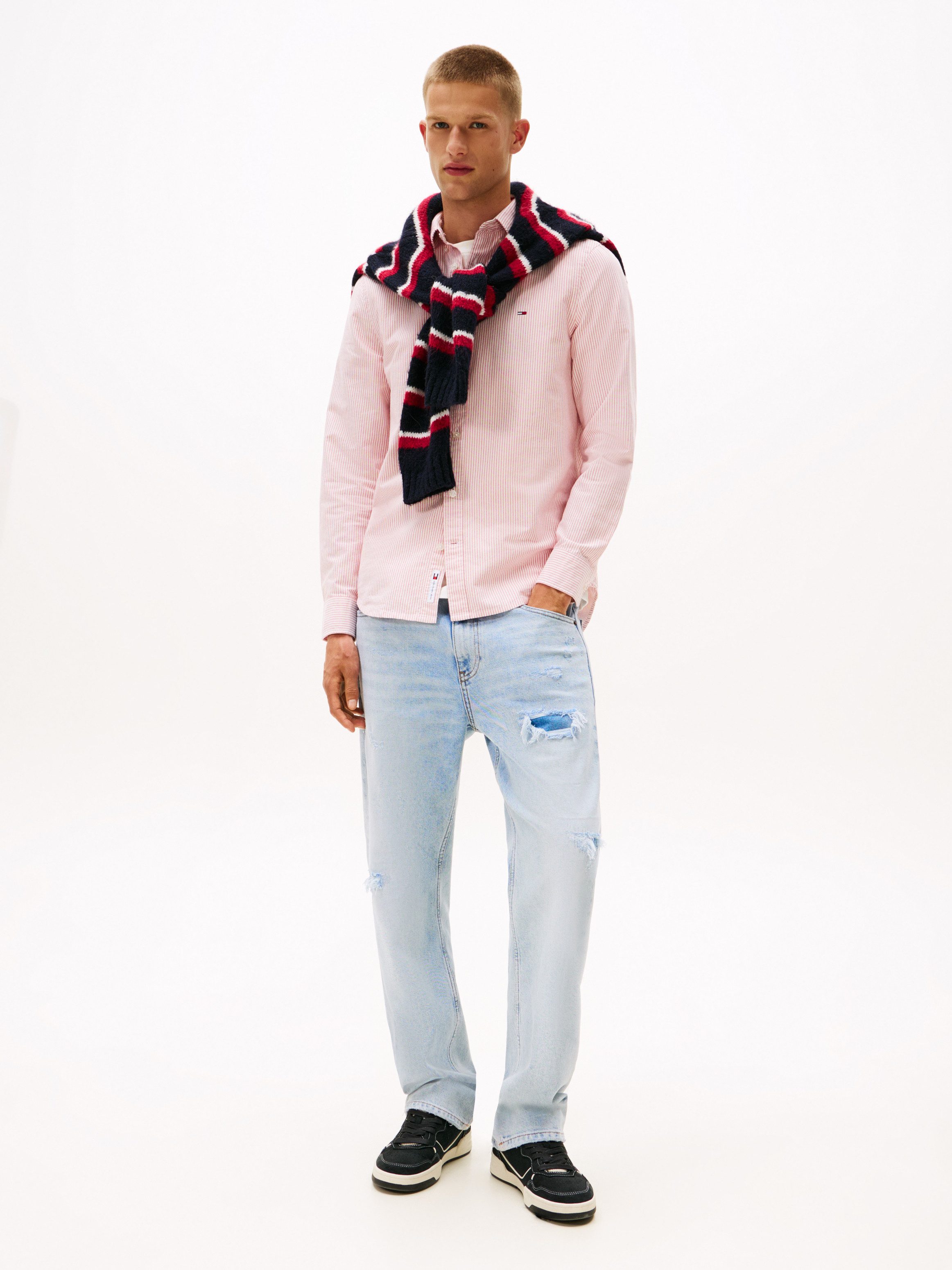 Tommy Jeans Langarmhemd TJM SLIM STRIPE OXFORD SHIRT EXT Mit Button-Down-Kragen