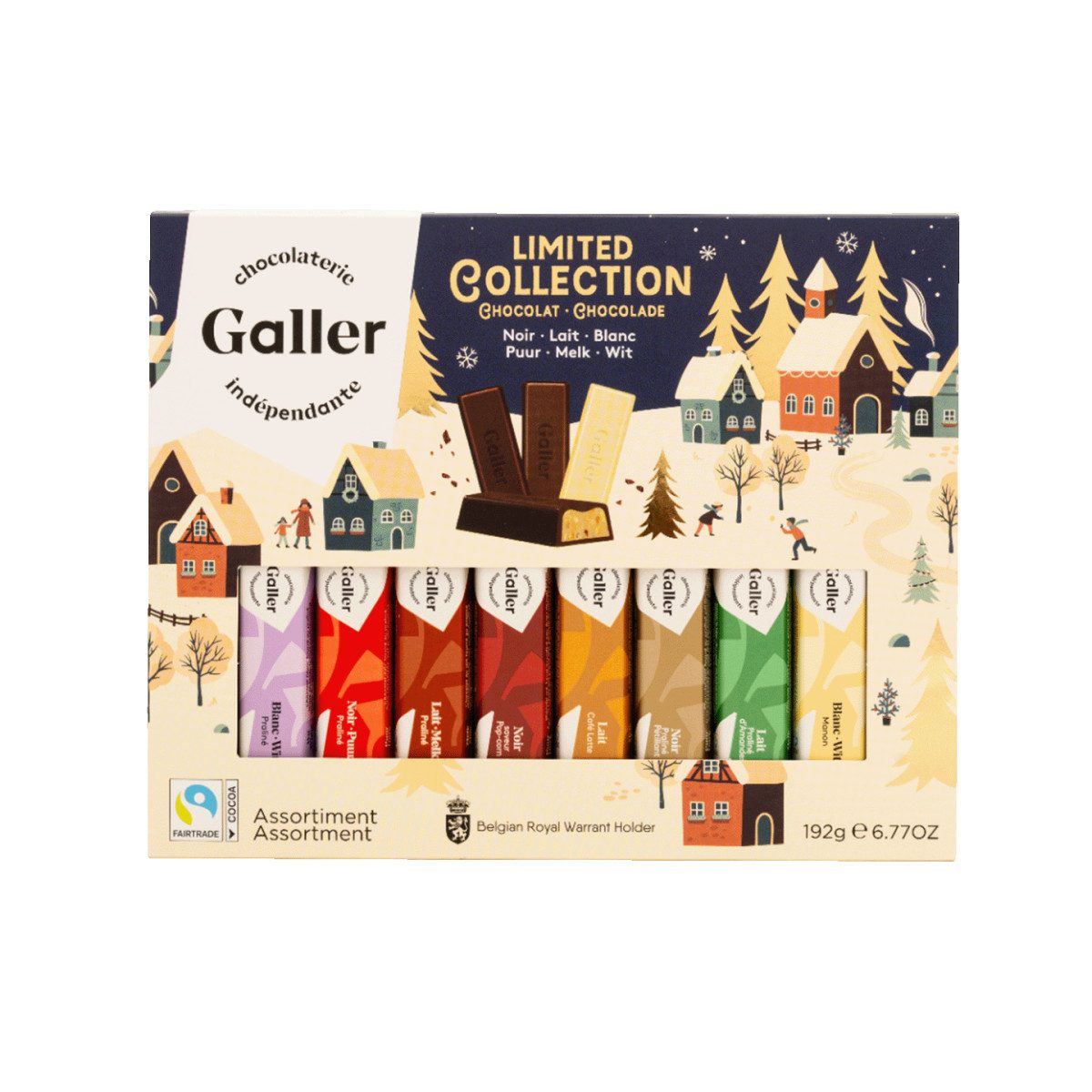 Galler Schokolade Festliche Box mit Schokoladenriegeln Galler Mini Batons, 16 Stk.