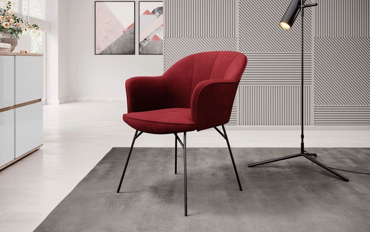 Luxusbetten24 Stuhl Red Giovanni, mit verschiedenen Baidani Samtbezug Stuhl Gestellen Designer und