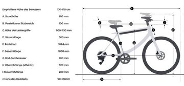 Urtopia E-Bike Chord Smartes E-Bike mit Smartphone App, 8 Gang, Heckmotor, 353 Wh Akku, GPS, 120km, Diebstahlschutz, KI Sprachsteuerung, Navi, Bluetooth