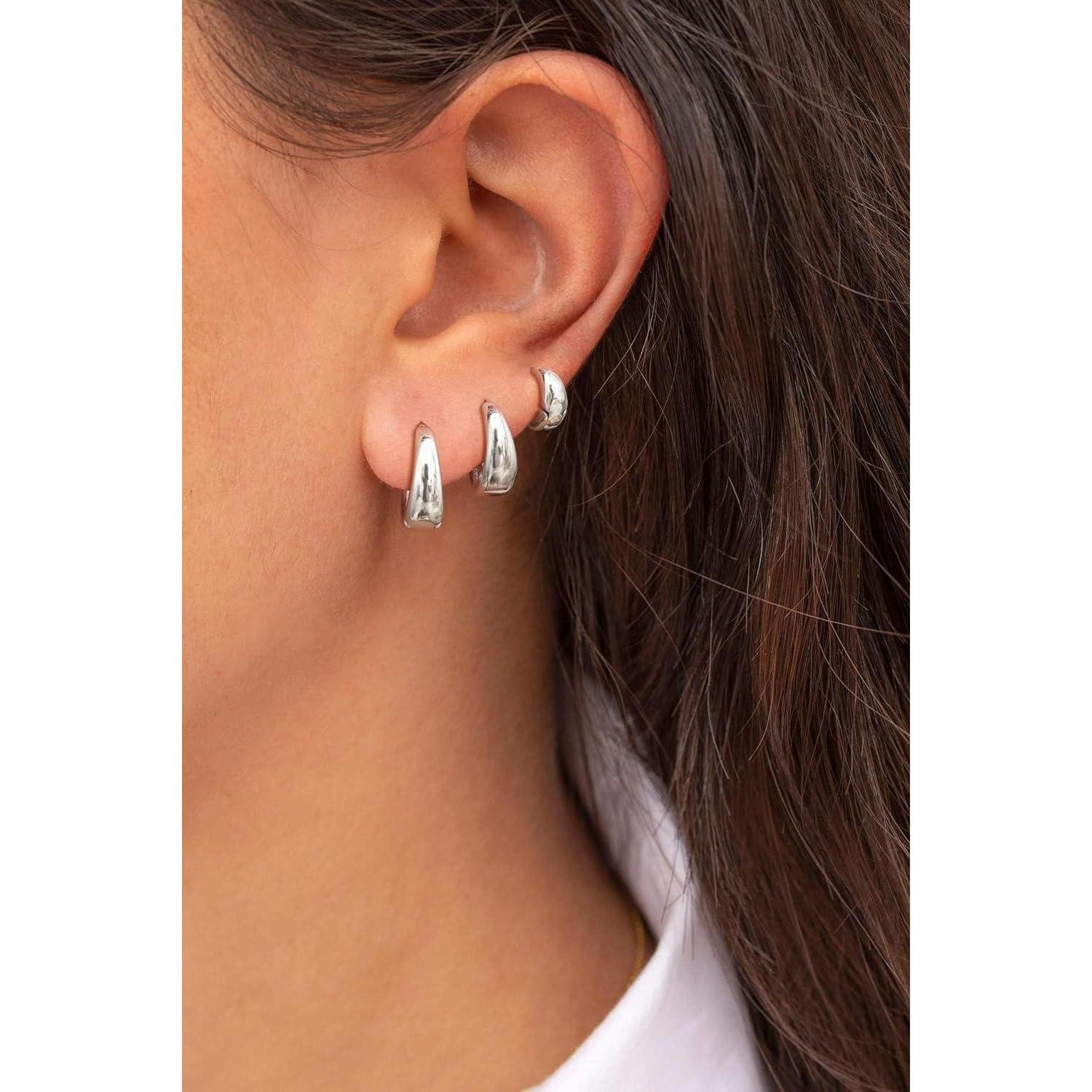 LuxusKollektion Schmuckset 3 Paar Creolen Silber 925/Gold Damen Ohrringe Se günstig online kaufen