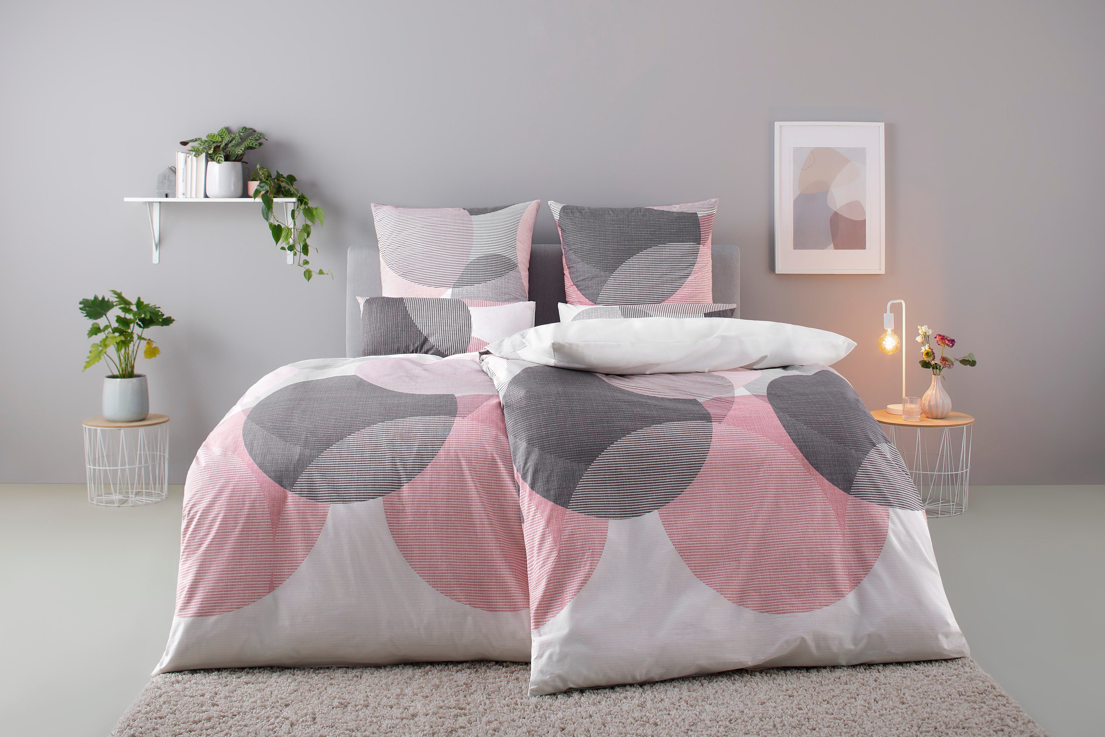 OTTO home Bettwäsche Carla ab Gr. 135x200 cm und in drei Qualitäten, Renforcé, 2 teilig, 100% Baumwolle, geometrisches Design, Kreise, Bierbaum by OTTO home