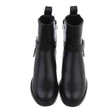 Ital-Design Damen Freizeit Stiefelette Blockabsatz Klassische Stiefeletten in Schwarz