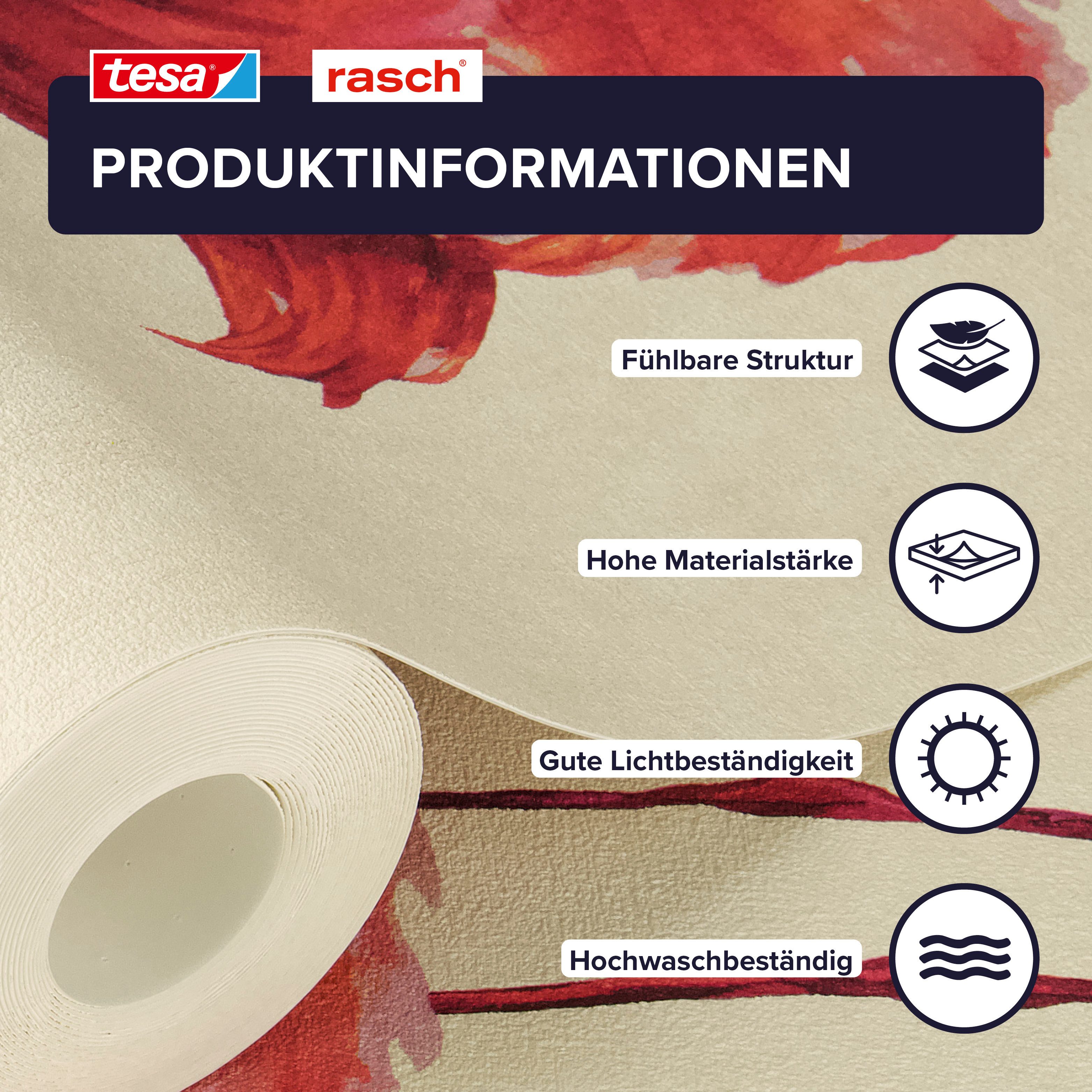Rasch Vliestapete Flamazing - Selbstklebende Tapete Flamingo von tesa® x rasch®, strukturiert, tropisch, exotisch, (1 St), selbstklebend, 6,00m x 0,53m