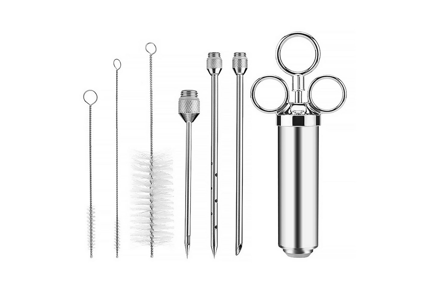 Jumpeak Marinierspritze Stainless Steel, Marinadenspritze, spritzen mit nadel, Pökelspritze, (7-St), Edelstahl, Spritze, charcoal barbecues , for Grilling Beef, Chicken