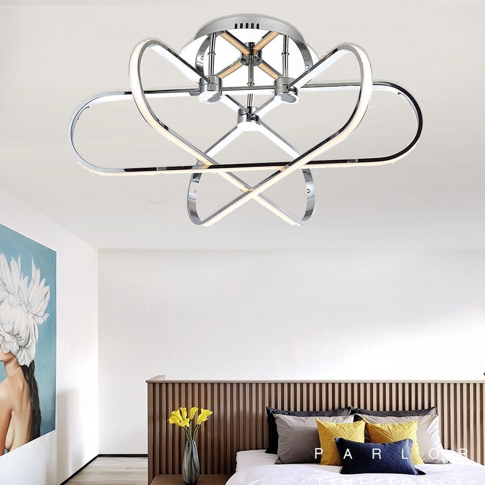 style home Deckenleuchte Küche Chrom Wandleuchte, fest Warmweiß für Diele, integriert LED LED Deckenlampe Wohnzimmer 3000K, 48W