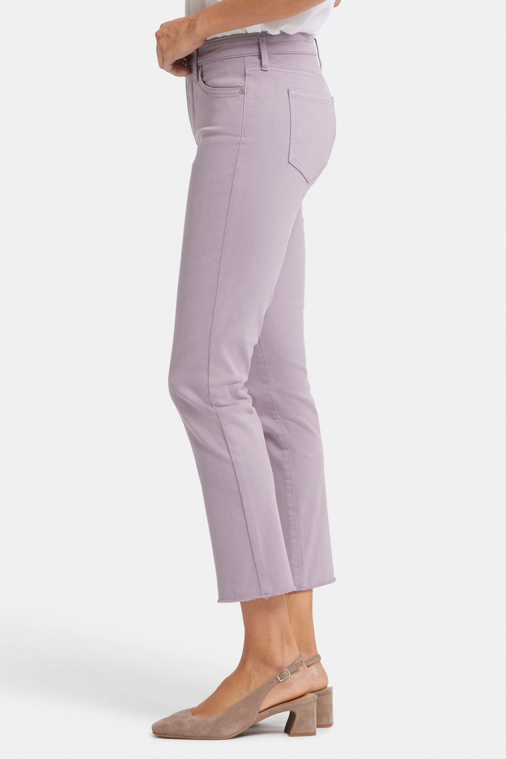 NYDJ Slim-fit-Jeans Sheri Slim Knöcheljeans Abgeschnittener Saum Lila Farbiger Denim