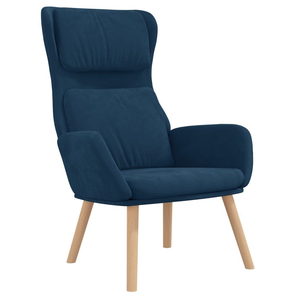 Sessel Relaxsessel Loungesessel Sessel Polsterstuhl Blau Samt