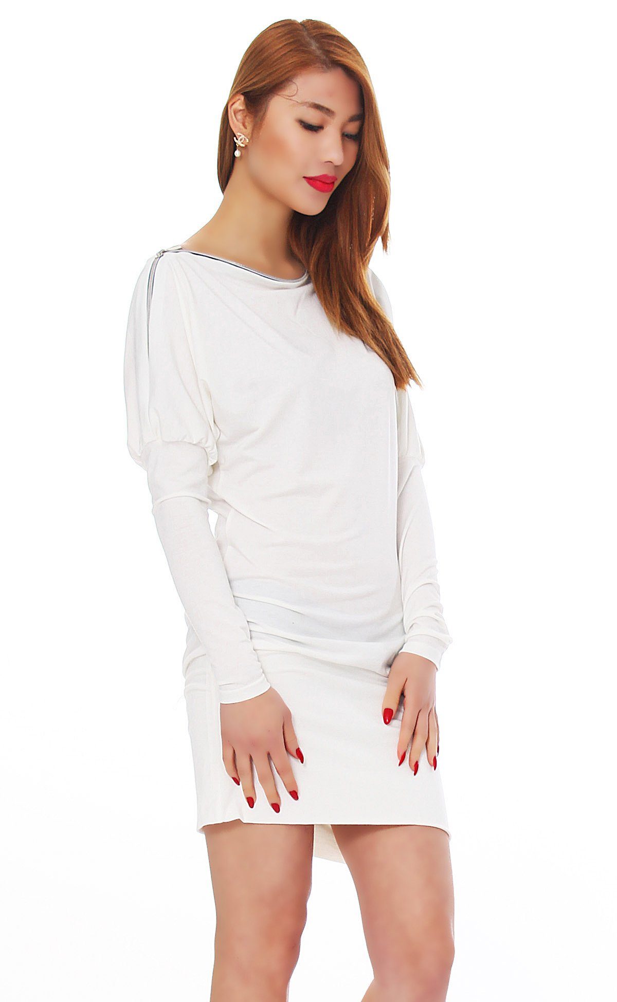 Mississhop Langarmshirt Longshirt Minikleid mit Reißverschluss günstig online kaufen