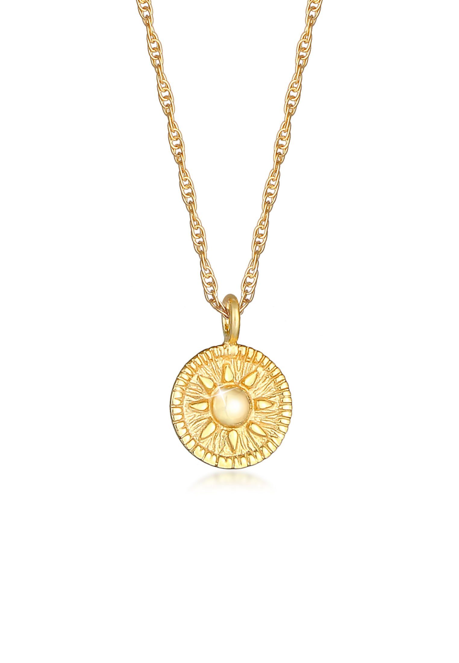 Elli Kette mit Anhänger Sonne Antik Coin Rund Kordelkette 925er Silber, Mün günstig online kaufen