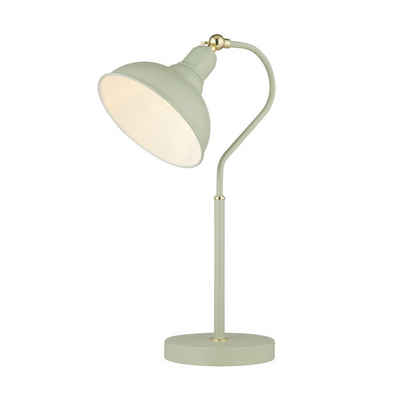 Licht-Erlebnisse Schreibtischlampe ANDREA, ohne Leuchtmittel, E14 48 cm Salbei Grün Metall Vintage Design verstellbar