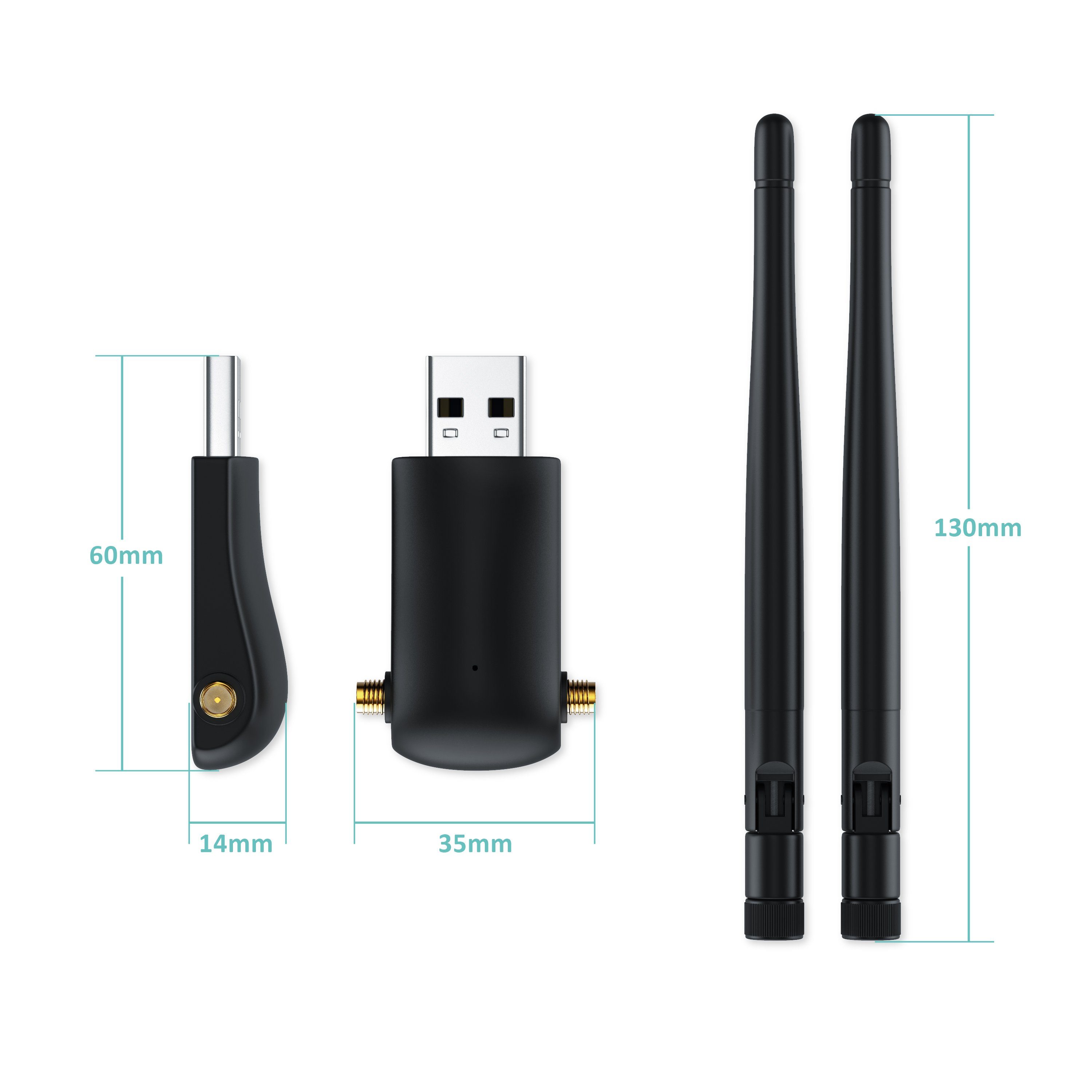 Dongle Ghz USB3.0, 2,4 Dual Aplic MBit/s externe + 1200 Band WIFI WLAN-Stick, Antennen 5
