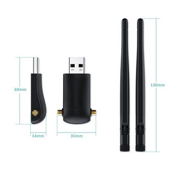 Aplic WLAN-Stick, WIFI Dongle USB3.0, 1200 MBit/s Dual Band 2,4 + 5 Ghz externe Antennen