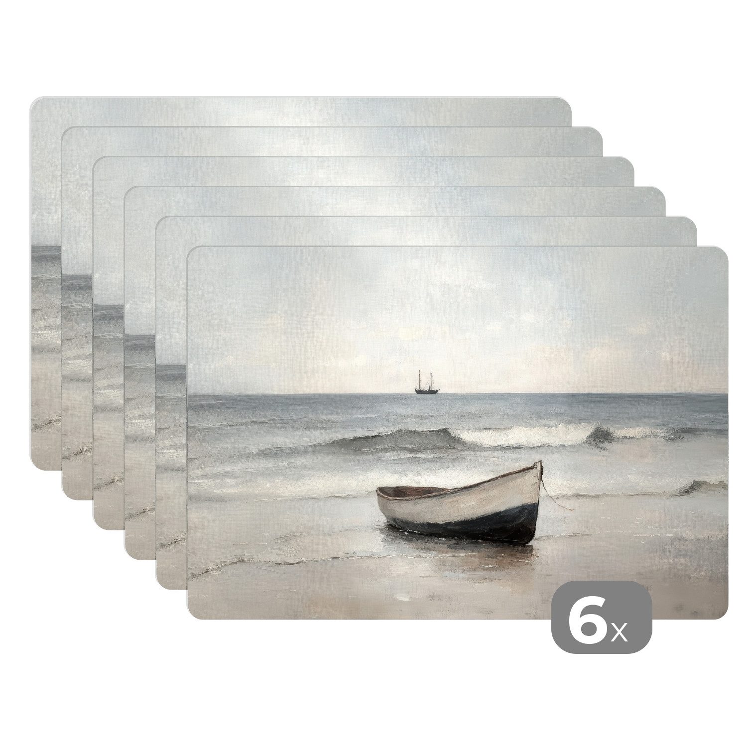 MuchoWow Platzset Ruderboot - Meer - Horizont, (6-St), Platzsets, Tischset, günstig online kaufen