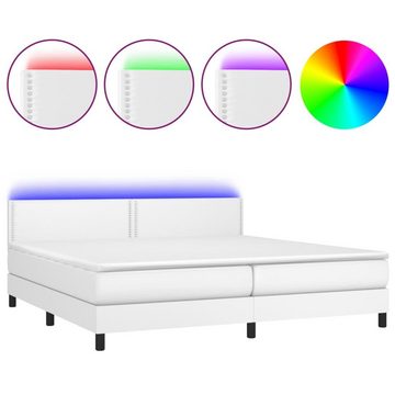 vidaXL Bettgestell Boxspringbett mit Matratze LED Weiß 200x200 cm Kunstleder Bett Bettge