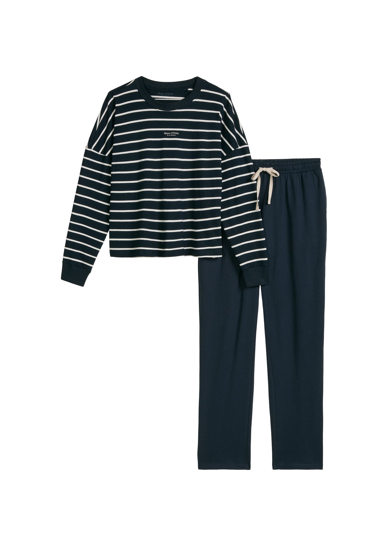 Marc O'Polo Pyjama Mix N Match Cotton Pyjama Set Long (2 tlg., 2tlg) mit langem Arm und seitlichen Taschen