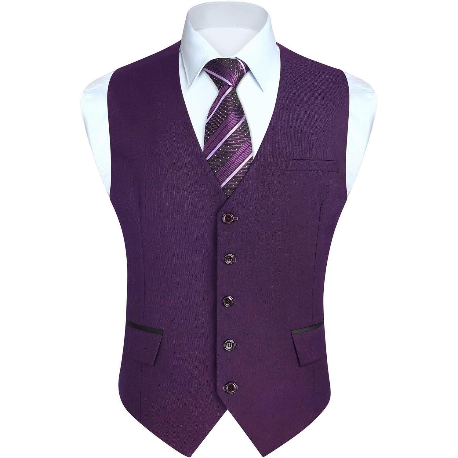 LuxusKollektion Krawatte Anzugweste Herren Hochzeit Businessweste Smoking Taschen violett 3XL