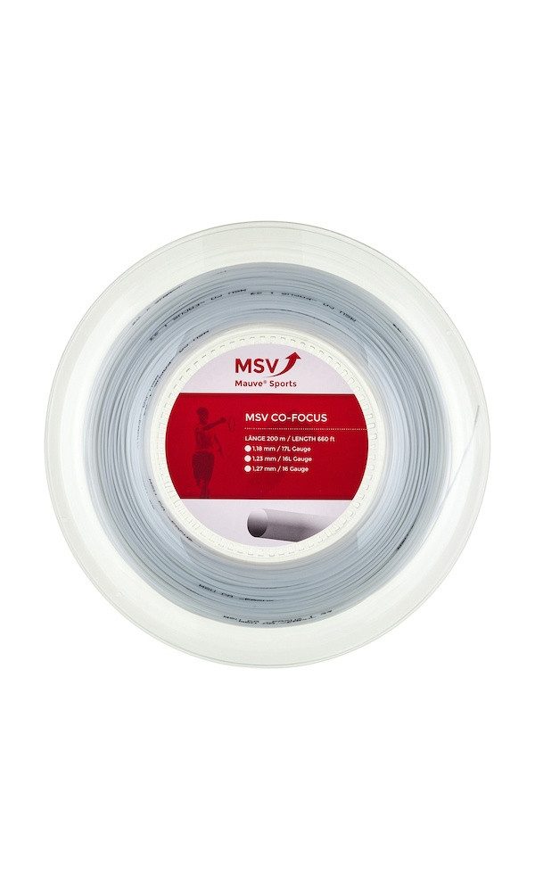MSV Tennissaite Co Focus (Haltbarkeit+Kontrolle) weiss 200m Rolle, Saitendicke: 1.18