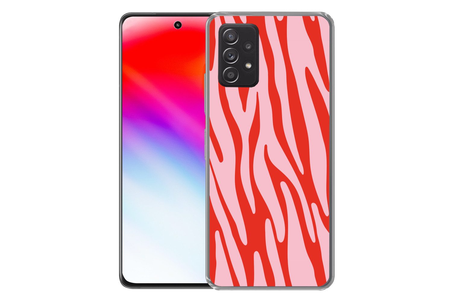 MuchoWow Handyhülle für Samsung Galaxy A33 5G Zebramuster - Rosa - Rot - Tiermuster, Smartphone-Bumper, Print, Handy Schutzhülle Dünn
