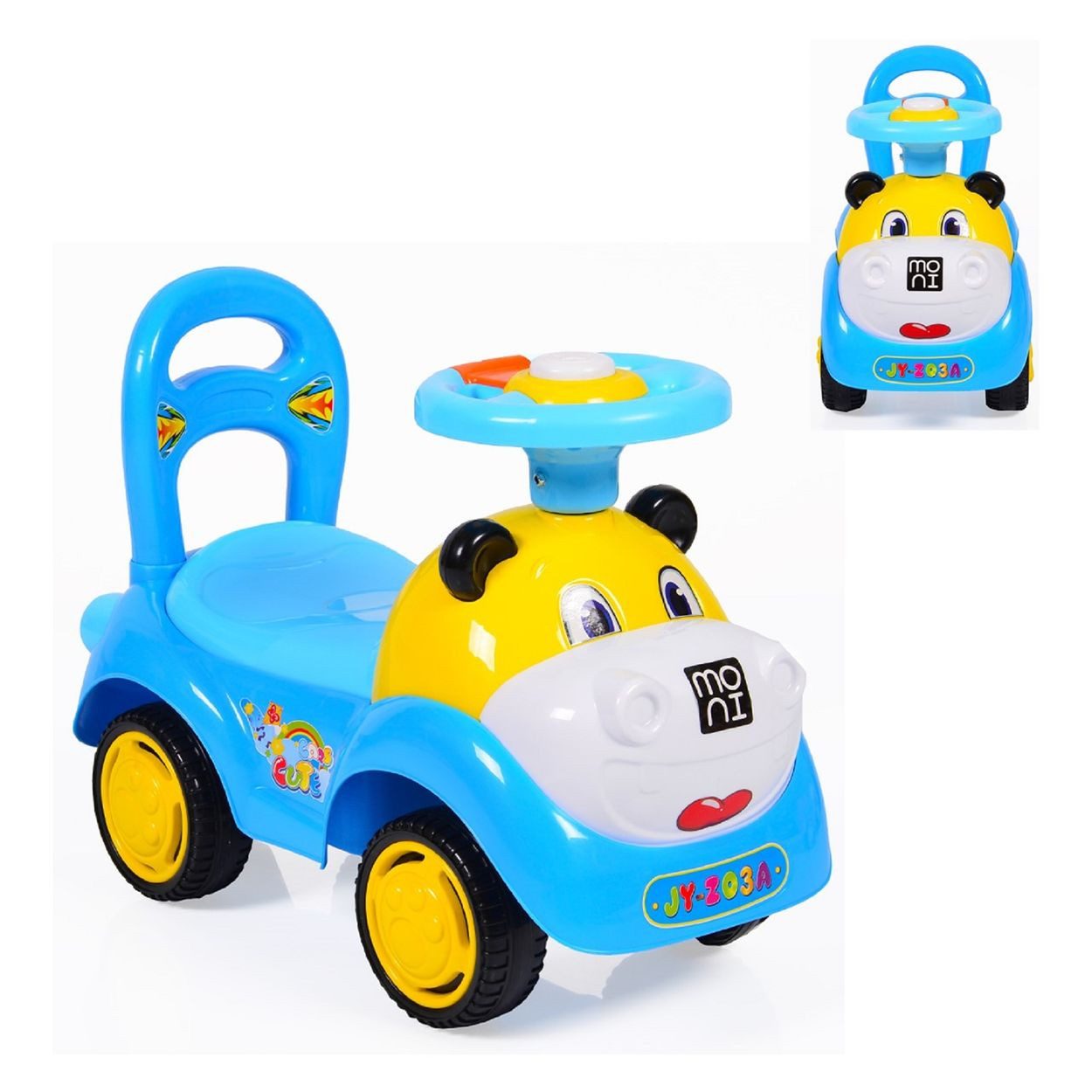 Moni Rutscher Super Car, Lustiges Design, Musikfunktion, Hupe, Rückenlehne, Laufhilfe