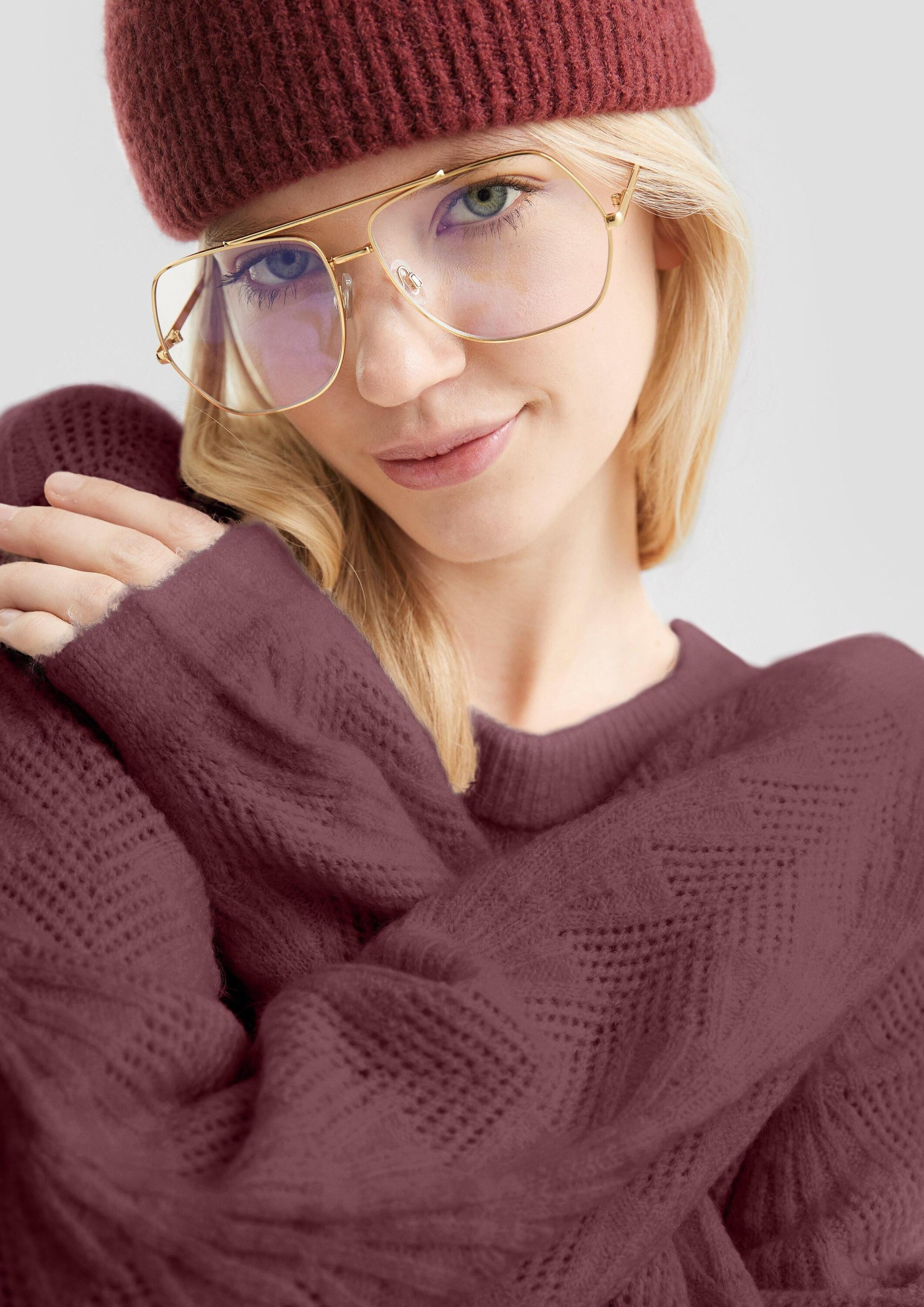 QS Longpullover Strickpullover Weicher Pullover mit Ajourmuster