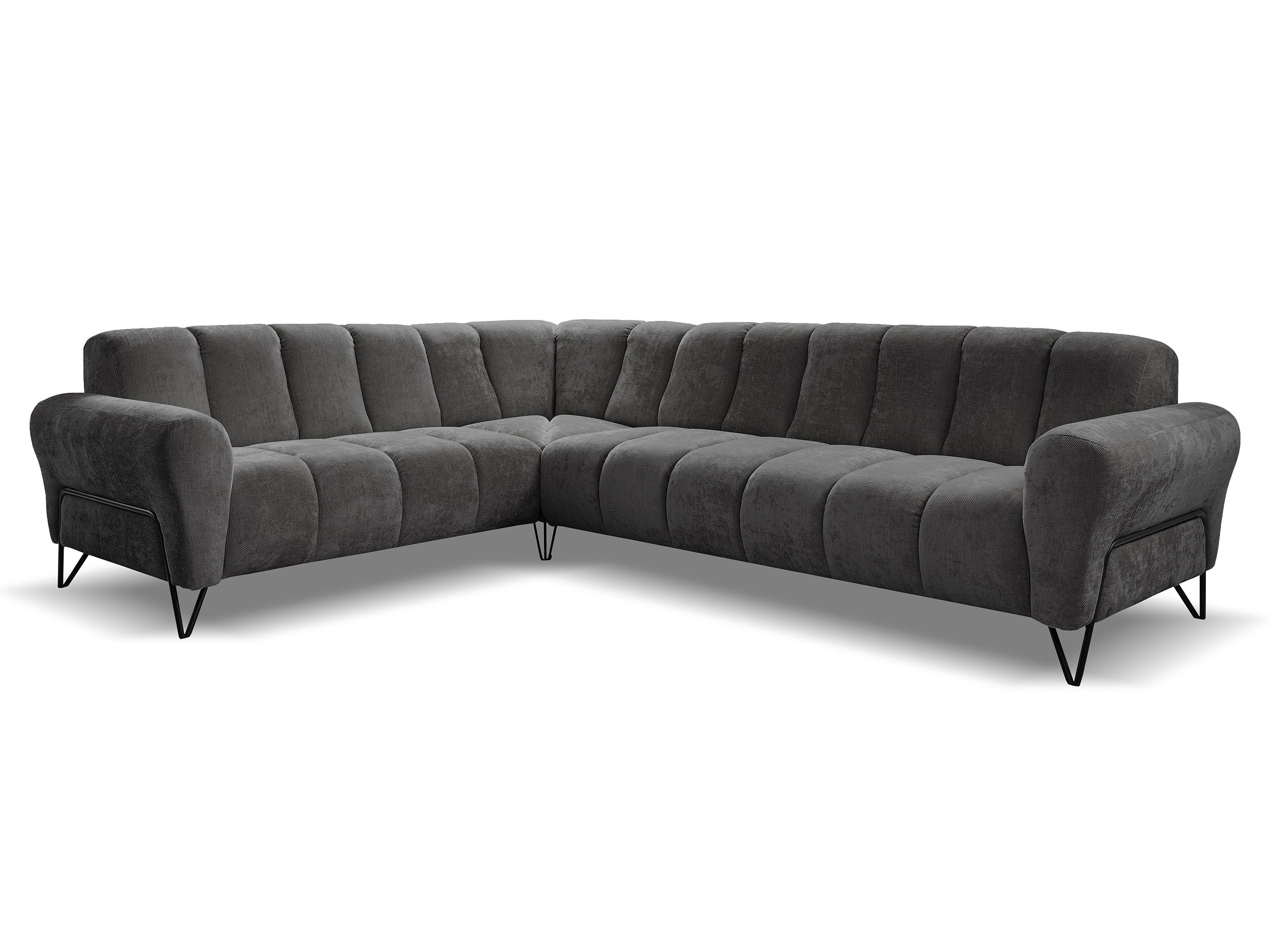 Beautysofa Ecksofa mit Metallbeine in Schwarz VOLARE L, ohne Schlaffunktion, mit höchstem Sitzkomfort – Bild 4 von 5