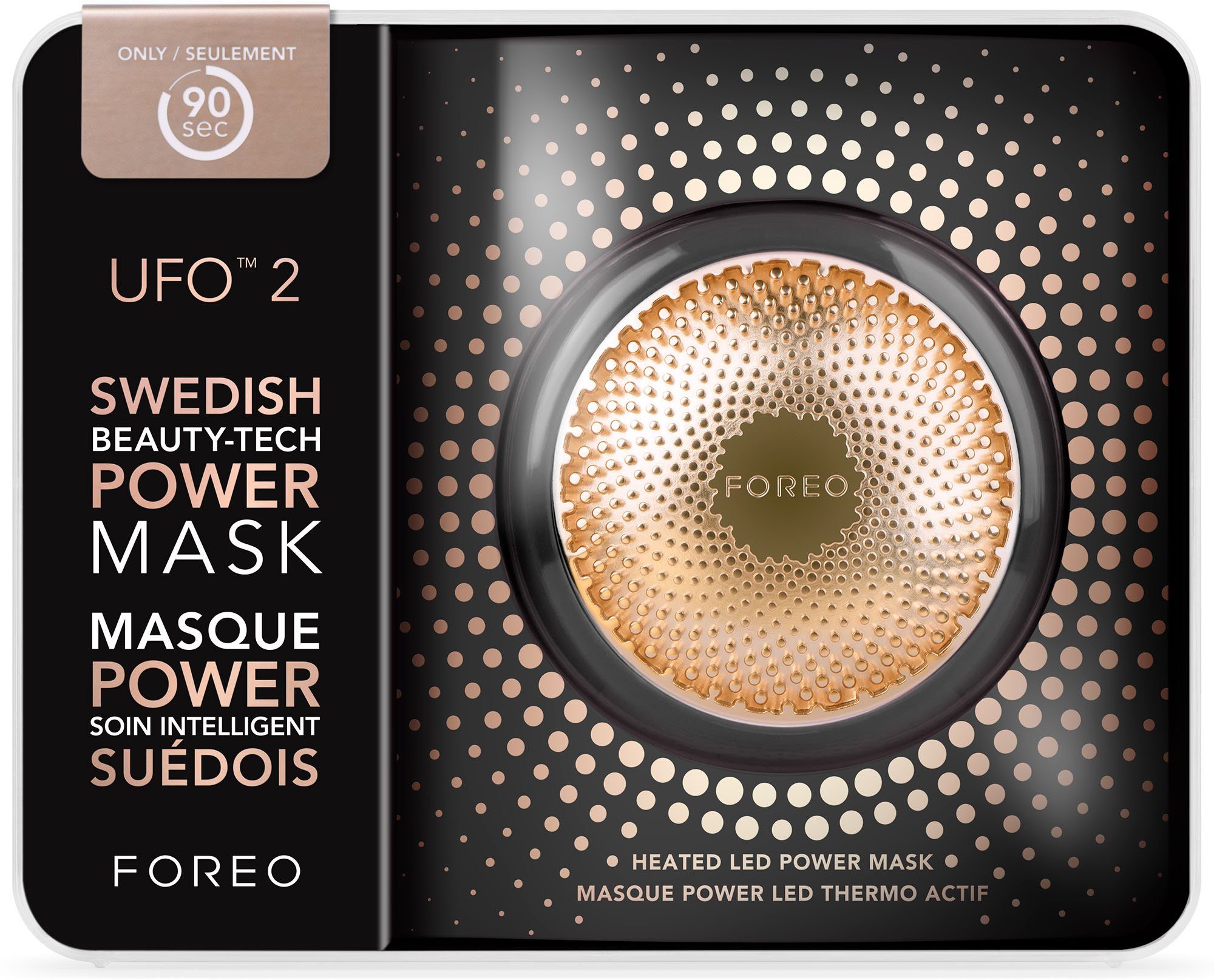 Elektrische Maskenbehandlungs-Gerät FOREO alle black für Hauttypen 2, Gesichtsreinigungsbürste Power UFO™