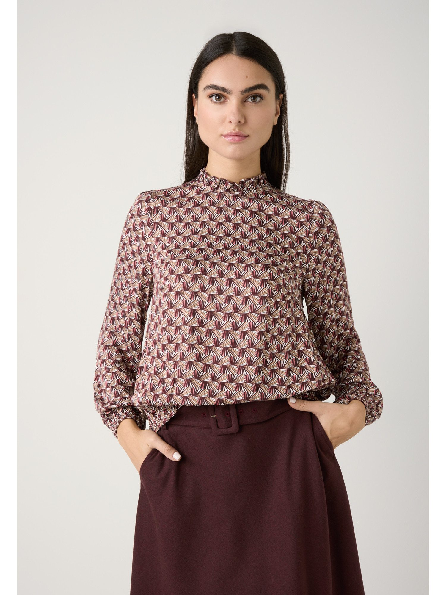 MORE&MORE Langarmbluse feminine Schlupfbluse, Miniprint günstig online kaufen