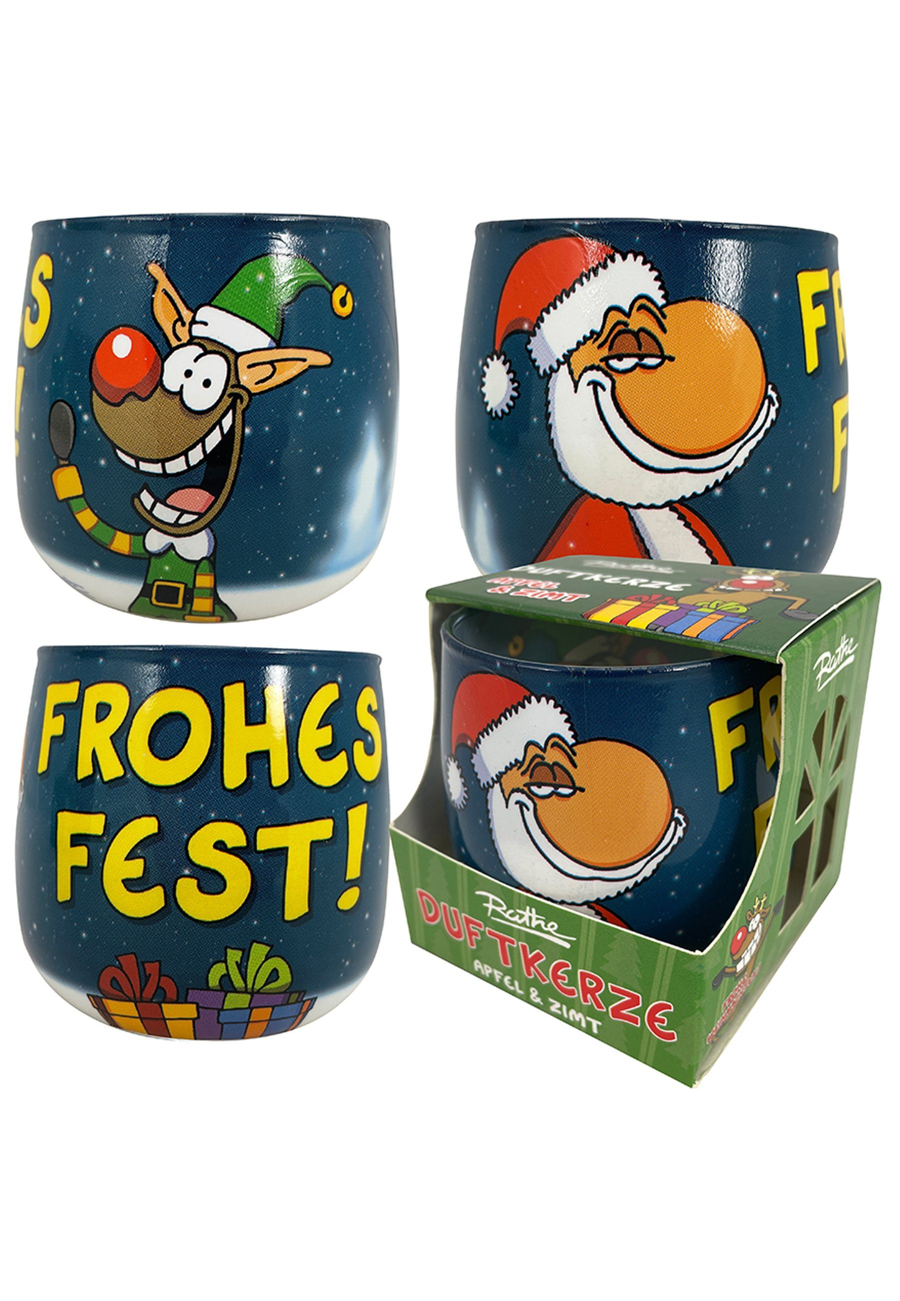 United Labels® Teelicht Ralph Ruthe - Kerze im Glas - XMAS Santa & Rudi Duf günstig online kaufen
