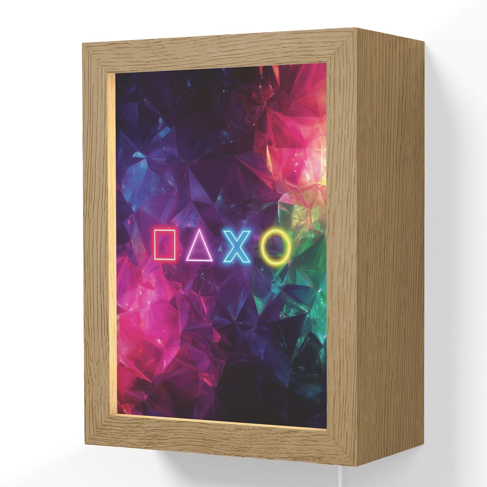 OnlyWow Wandleuchte Lightbox Playstation - Bunt - Abstrakt - Neon - Jungen, Dimmbar, Farbwechsel, LED, Warmweiß, Kaltweiß, Neutralweiß Einstellbar, Wandlampe Innen, Dimmbar, mit Kabel, LED, Beleuchtung, Kinderzimmer
