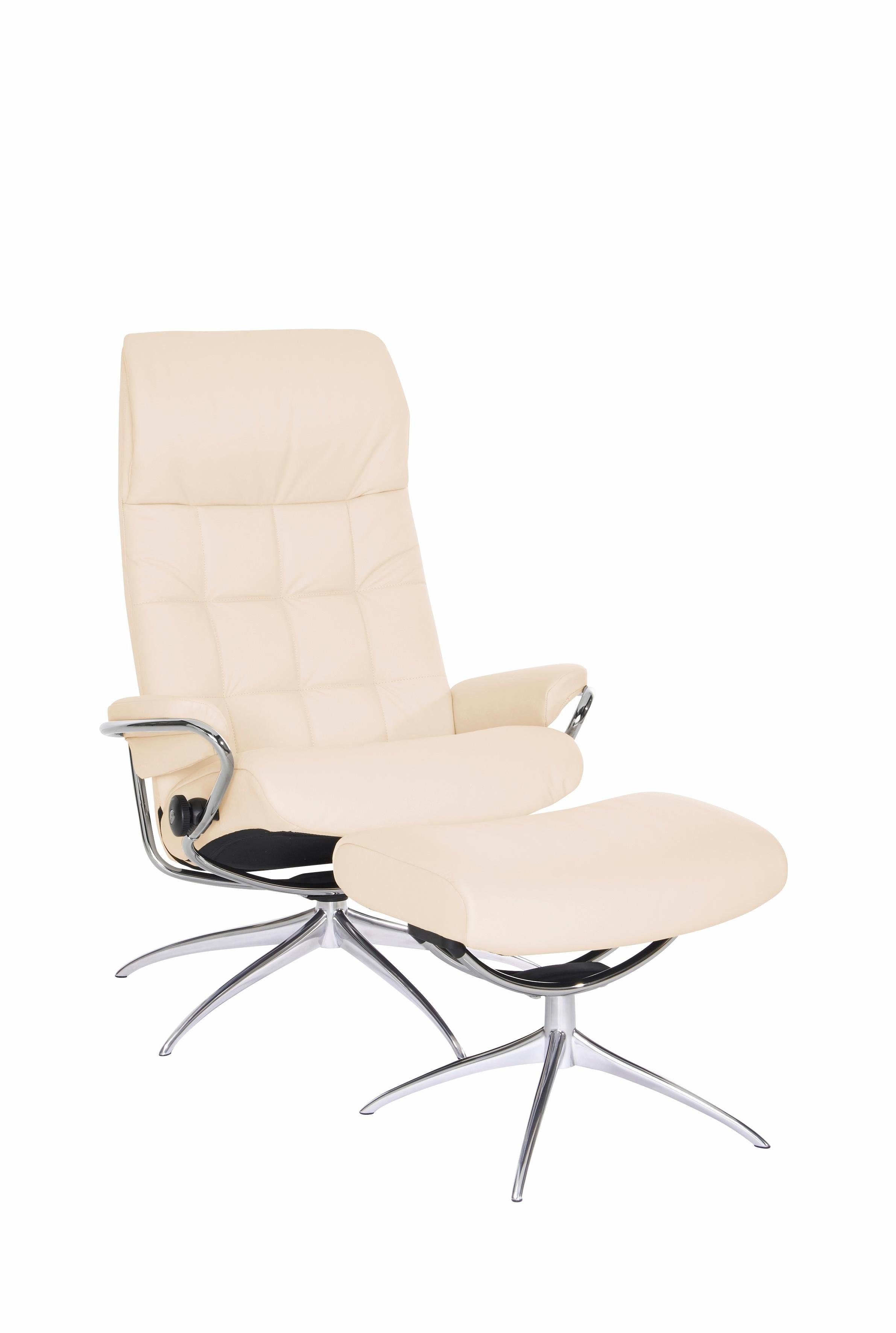 London mit High Relaxsessel (Set, Base, Gestell Relaxsessel Hocker, Hocker), Star mit Stressless® mit Chrom Back,