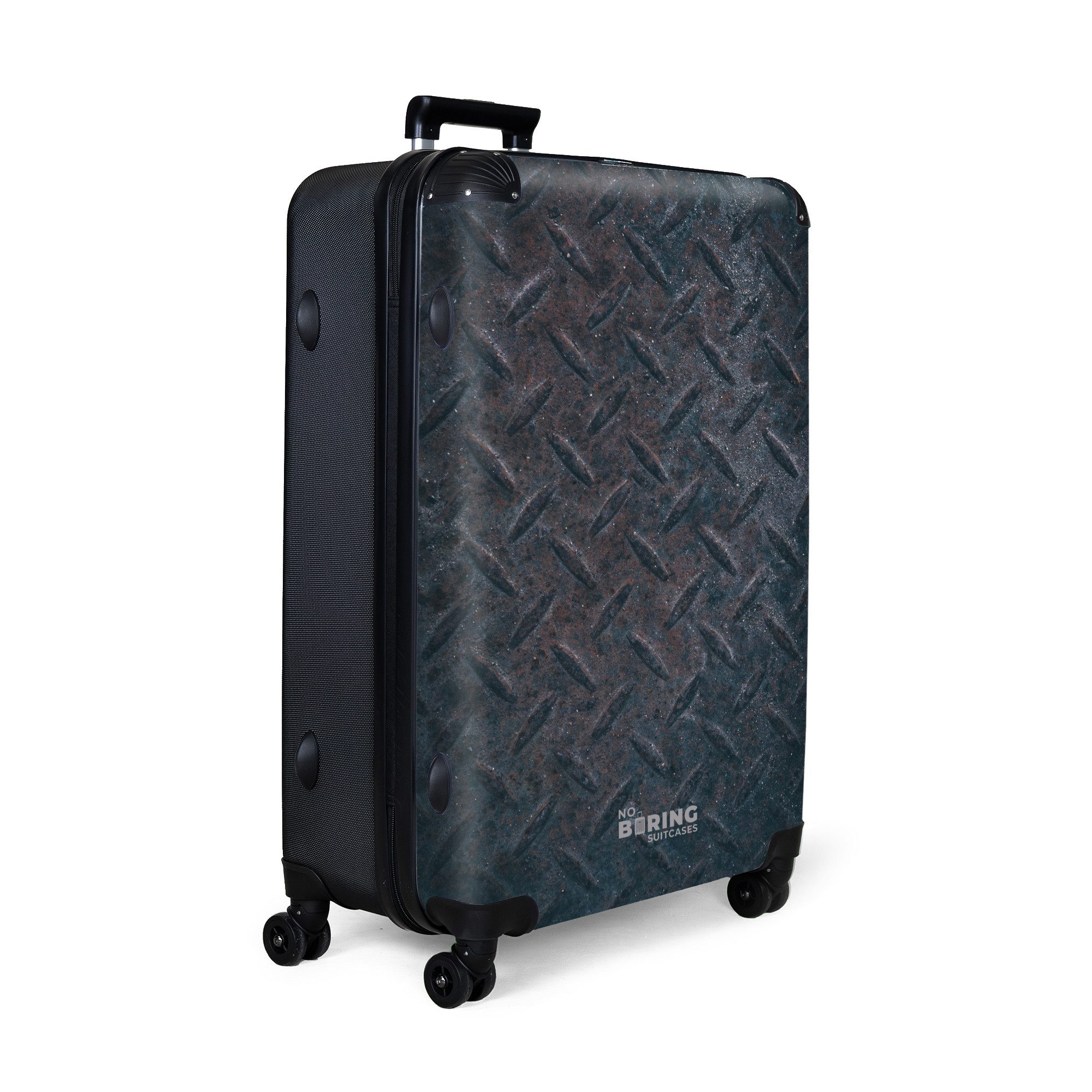 NoBoringSuitcases.com© Hartschalen-Trolley Dunkle Metallplatte mit Diamants günstig online kaufen