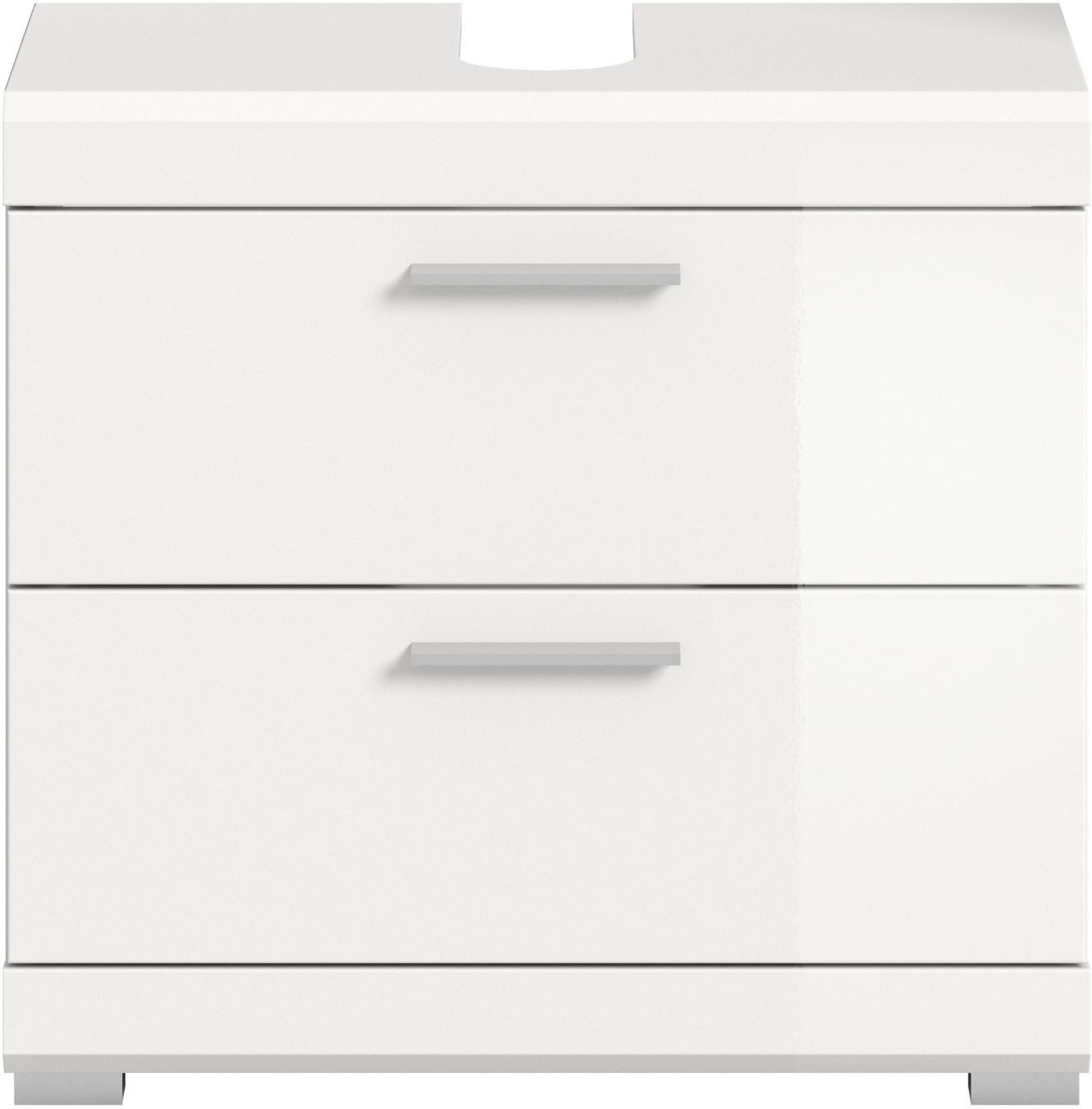 xonox.home Waschbeckenunterschrank Weiß Hochglanz Siphonausschnitt Melamin Modern 60x56x37 cm