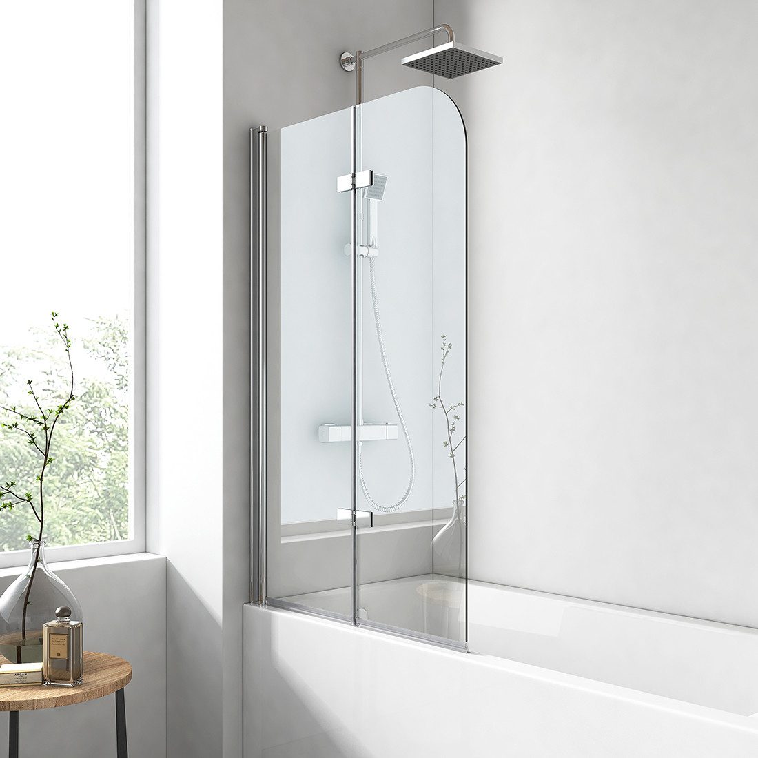 EMKE Badewannenaufsatz Duschwand für Badewanne,2-teilig Duschwand günstig online kaufen