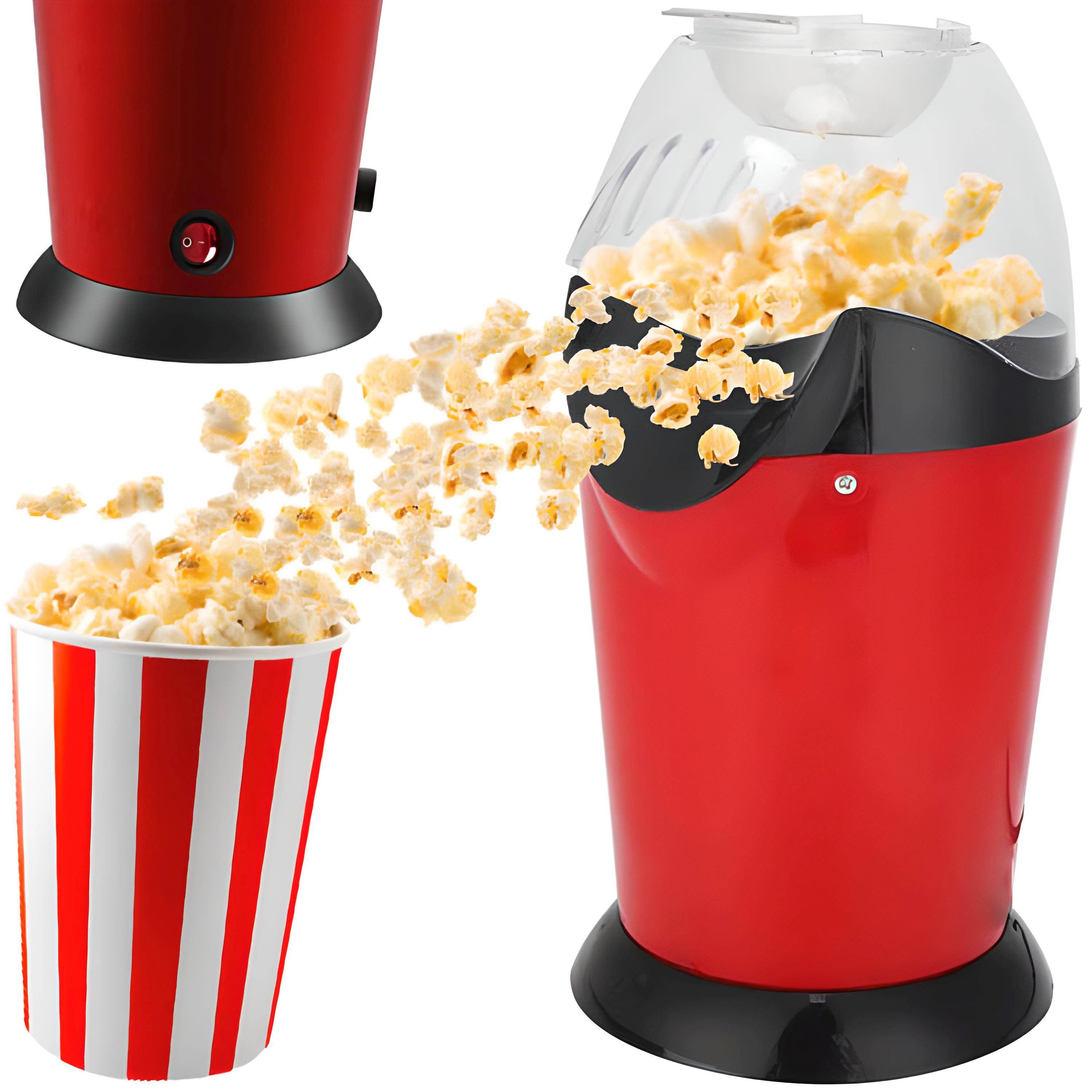 Retoo Popcornmaschine Heißluft Popcorn Maschine Fettfrei Popcornautomat Maker 900W, Popcorn wie im Kino, Ein gesunder Snack, Einfach zu bedienen