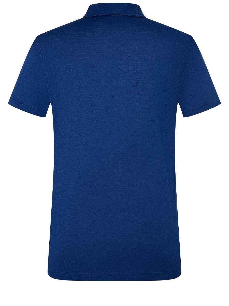 T-Shirt Merino-Materialmix SUPER.NATURAL M Blue Merino pflegeleichter Poloshirt TRAVEL POLO Depths
