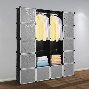 Clanmacy Kleiderschrank Kleiderschrank Aufbewahrungsschrank mit Türen Multifunktionsregal DIY Schrank