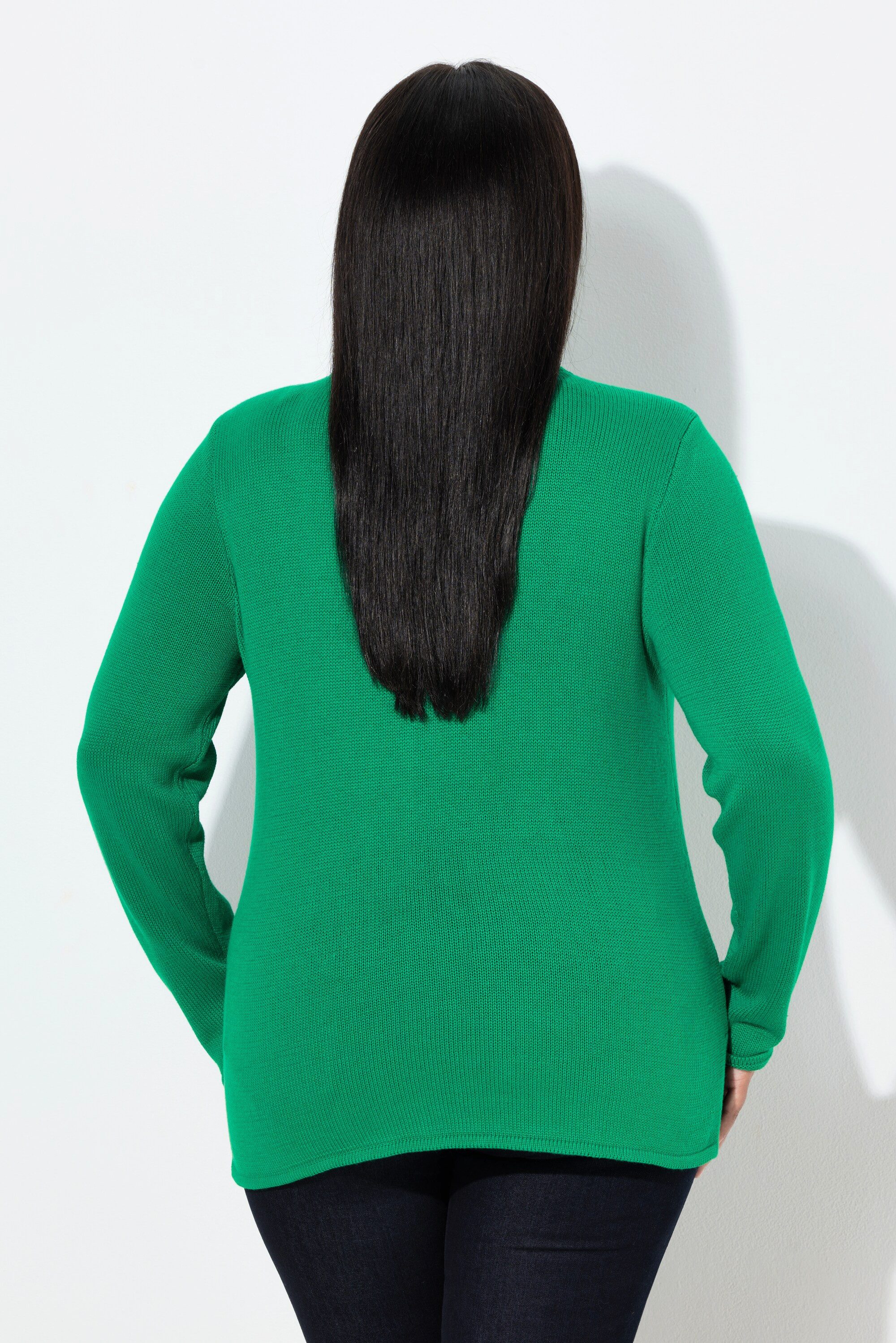 Ulla Popken Strickpullover Pullover Zopfmuster Stehkragen Langarm