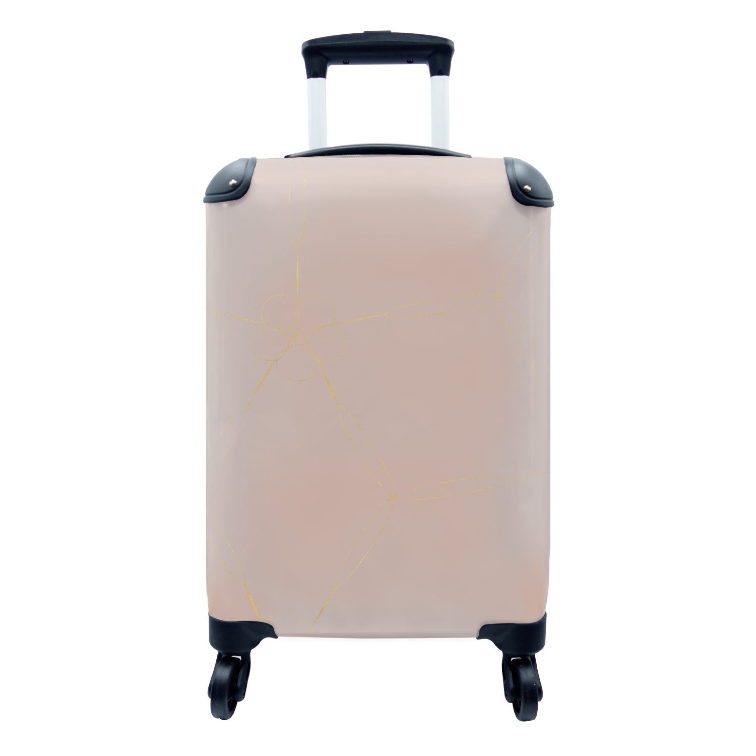 MuchoWow Handgepäckkoffer Muster - Altrosa - Gold, 4 Rollen, Reisetasche mit rollen, Handgepäck für Ferien, Trolley, Reisekoffer