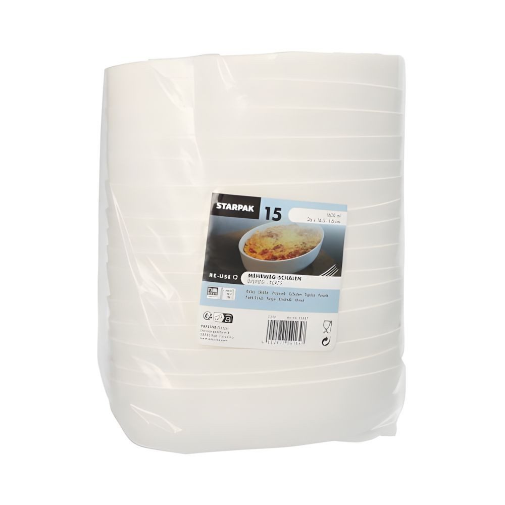 PAPSTAR Schale Mehrweg-Schalen oval 1600 ml 6 cm x 16,5 cm x 26 cm weiss Cella 15 Stk, PBT