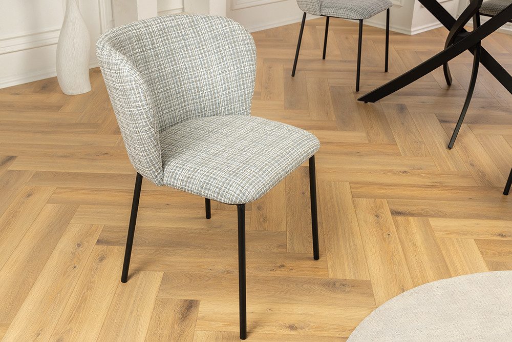 riess-ambiente Esszimmerstuhl LYON blau kariert / günstig online kaufen