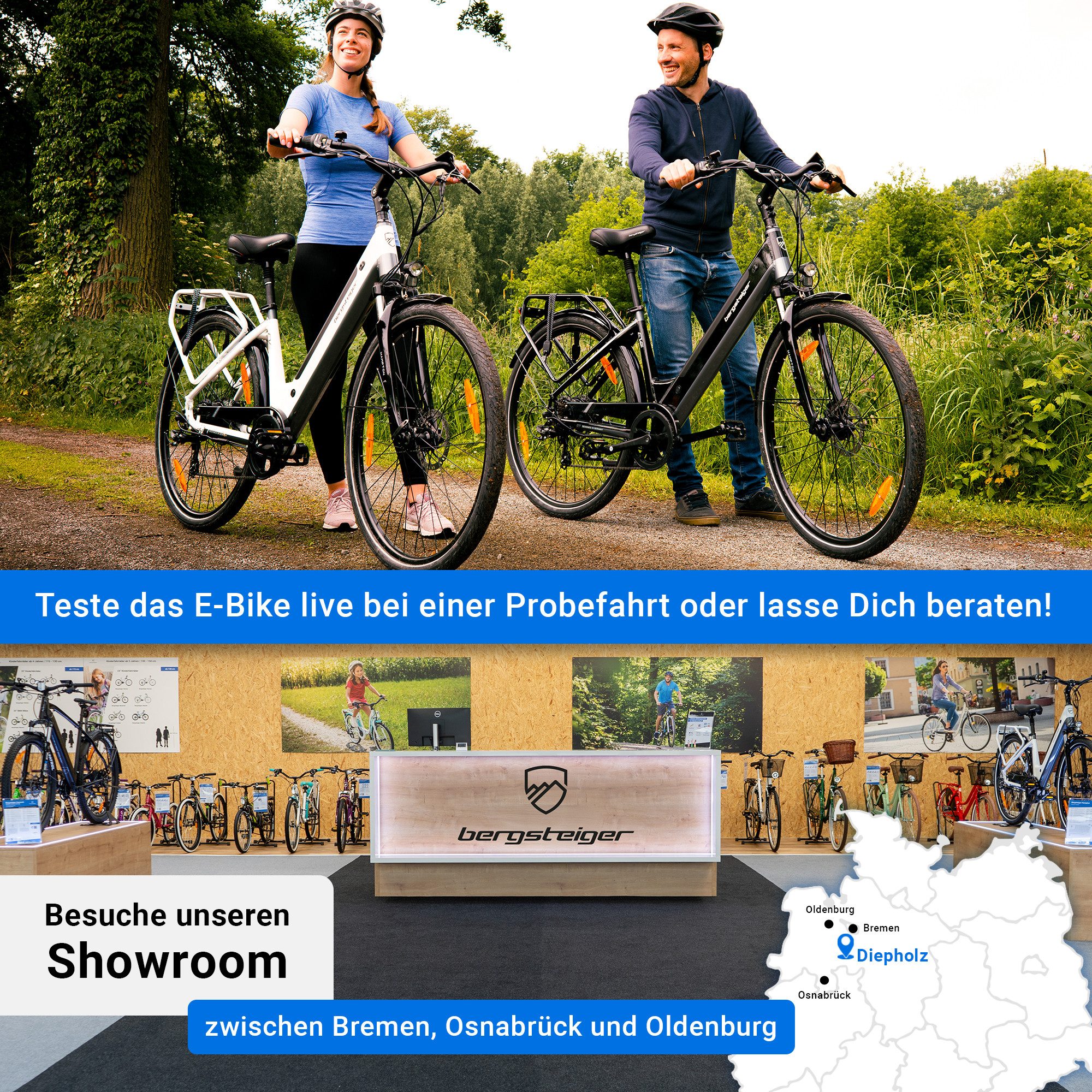 bergsteiger E-Bike Cityrad Hampton 28 Zoll City E-Bike mit 250 Watt Motor, Damen, Herren, 6 Gang, Heckmotor, hydraulischen Tektro Scheibenbremsen