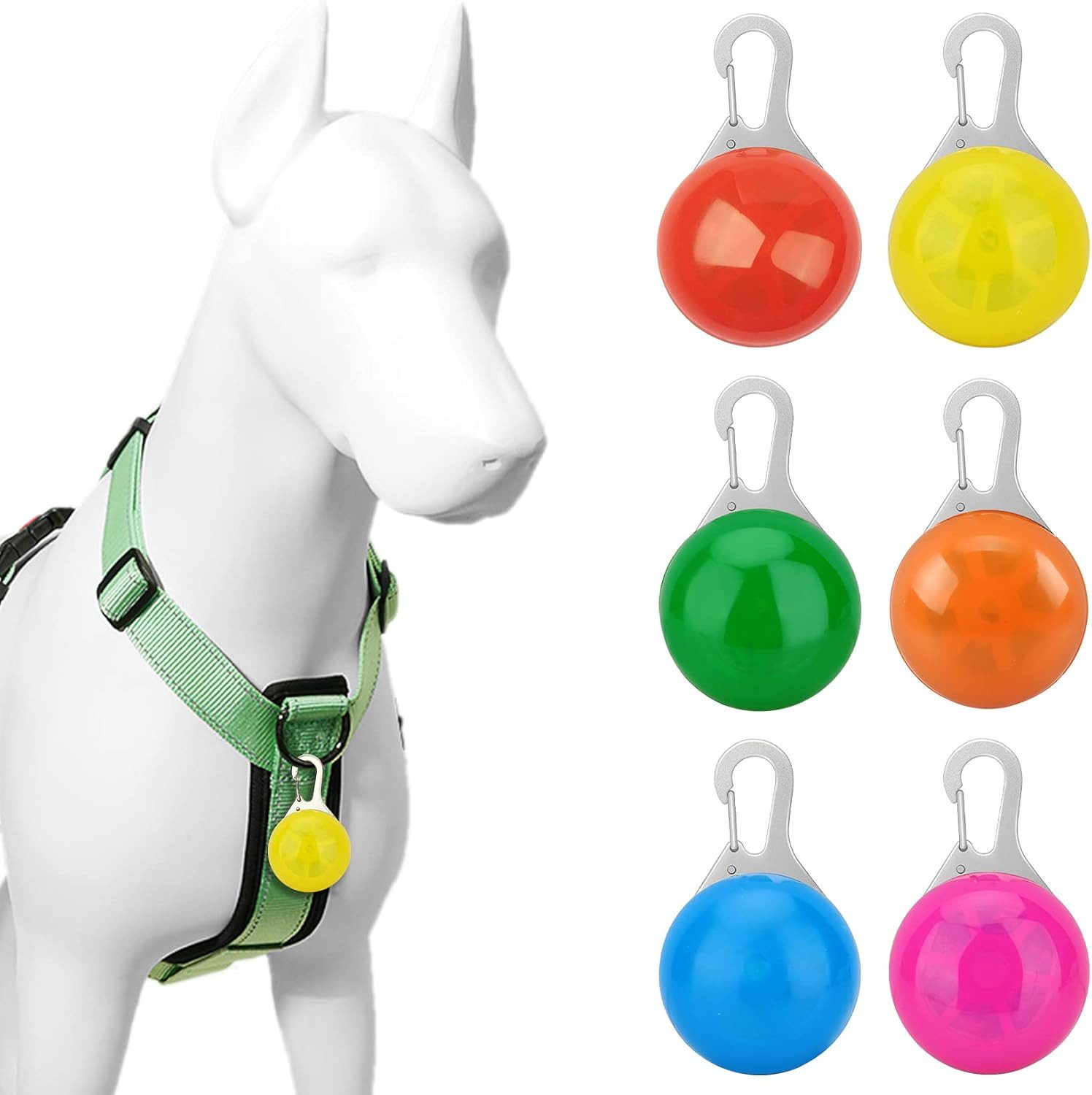 SURFOU Hunde-Halsband 6x LED Sicherheitslichter für Hundehalsbänder – Clip-on, wasserdicht, Clip-on-Leuchten, 26g, angenehm zu tragen, Verschiedene Lichtmodi